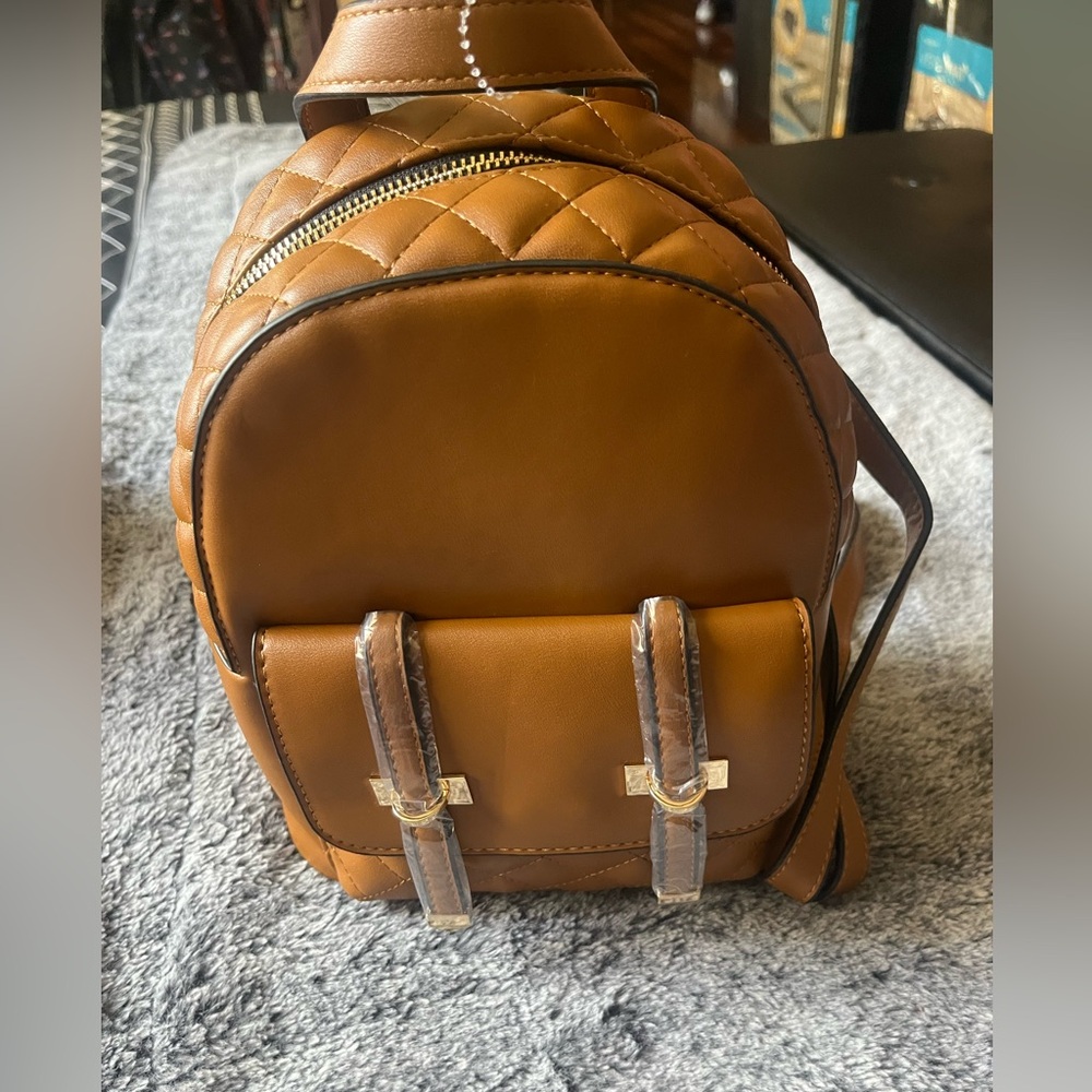 Brown Quilted Backpack